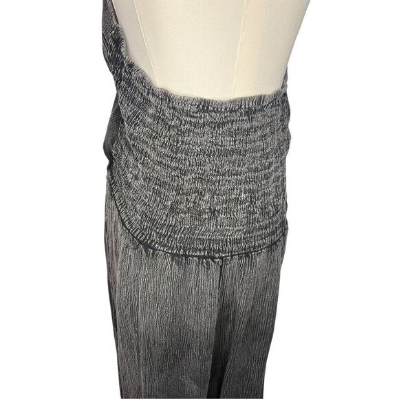 Earthbound Trading Women’s Large Jumpsuit Gray Halter Open Front Cinch Tie Boho - Picture 7 of 9